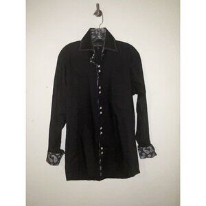 Stacy Adams Shirt Men Black Western Long Sleeve Collar Size 15.5